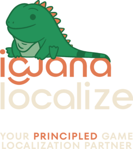 Iguana Localize logo with the tagline Your Principled Game Localization Partner