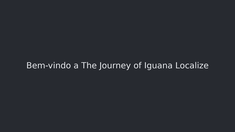 Simple game start screen reading “Bem-vindo a The Journey of Iguana Localize”
